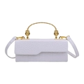 White crocodile pattern evening bag with unique golden metal lion head handle - White