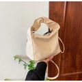 Cream-colored pleated cloud bag with adjustable crossbody strap and drawstring closure - Off White
