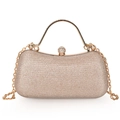 Sparkling champagne gold glitter evening clutch bag with crystal-encrusted metal handle - Gold