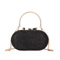 Sac de soirée noir pailleté élégant avec poignée en métal doré et fermoir en nœud - Style Ovale avec Fermoir Noeud (1002) / 1002 Noir