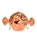 Retro Abendtasche in Bonbonform, Roségold mit Spiegeleffekt und Metallkette - Champagner