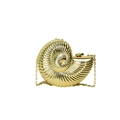 Elegante borsa da sera a conchiglia dorata con texture a spirale e tracolla a catena - Oro