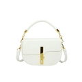 Sac selle en cuir blanc avec fermoir en métal doré et bandoulière réglable - Blanc