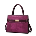 Magenta faux crocodile leather tote bag with gold hardware and top handle - Single Bag / Purple