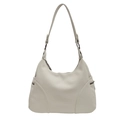 Chic light grey hobo bag with pebble texture and side zippers for everyday commuting - White