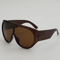 Lunettes de soleil oversize marron foncé d'une seule pièce avec larges branches - Taille unique / Monture Thé Foncé Verres Thé