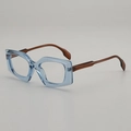 Geometric square blue eyewear frames with dark brown temples for men and women - Transparent Blue Frame White Lens / Anti-blue Light Glasses
