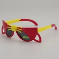 Red cat-shaped sunglasses for kids with yellow temples and UV protection lenses - Red Frame Red & Yellow Legs Grey Lens
