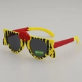 Faltbare Kindersonnenbrille mit gelben Tigerstreifen und roten Bügeln für Kleinkinder - Gelb Schildpatt Graue Linsen