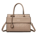 Schicke hellbeige Tragetasche mit geometrischer Rautenprägung und Gurt - Khaki