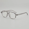 Fashionable grey transparent square double-bridge glasses frame for street style - Transparent Grey Frame Clear Lens