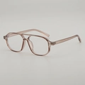 Elegante montatura quadrata a doppio ponte in marrone chiaro trasparente stile aviator - Montatura Tè Traslucido Lenti Trasparenti