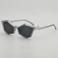 Lunettes de soleil punk argentées géométriques en forme de pentagone avec verres noirs - Protection UV400 / Monture Argent Verres Gris