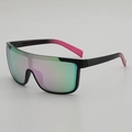 Oversized wrap-around sports sunglasses with colorful mirrored lenses and gradient temples - Black Frame Purple Mirror Lens