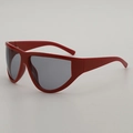 Trendy oversized red shield sunglasses with dark grey lenses and futuristic mask design - Red Frame Grey Lens