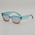 Modern square sunglasses with blue transparent frames and gradient blue to pink lenses - Blue and Tea Gradient Frame