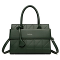 Dark green lychee texture tote bag with geometric quilting and silver BALADO & BAG logo - Green