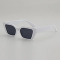 Retro rectangle sunglasses with thick white frames and dark lenses for UV protection - White Frame Gray Lens