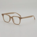 Retro oversized square light brown acetate eyeglasses with silver rivet accents - Khaki Frame Clear Lens