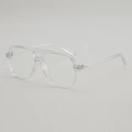 Monture de lunettes aviateur transparente à double pont avec charnières en argent - Transparent