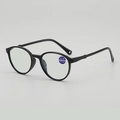 Occhiali da lettura rotondi neri anti-luce blu con lenti in resina +3,50 per anziani - +1.00 Diottria / Montatura Nera