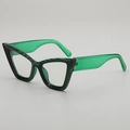 Retro translucent green cat eye sunglasses with distinctive horizontal stripe pattern - Green Stripe Frame Clear Lens
