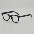 Classic black square full-rim glasses with silver stud accents and anti-blue light lenses - Matte Black Frame Clear Lens