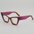Retro cat-eye sunglasses with purple and brown gradient frame for a stylish vintage look - Transparent Purple Frame Clear Lens