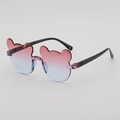 Kids cute bear ear sunglasses with red blue gradient lenses and black frames for UV protection - Red-Blue Gradient