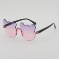 Kids cute bear-shaped sunglasses with black frame and gradient purple-pink lenses - Purple-Pink Gradient
