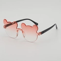 Cute bear-shaped rimless sunglasses for kids with red gradient lenses and black frames - Orange Gradient