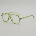 Lunettes aviateur rétro avec monture vert clair translucide et design double pont - Vert Transparent