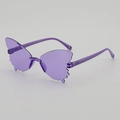 Kids trendy butterfly shaped rimless sunglasses with purple lenses and purple frame - Purple Frame / Purple Lens