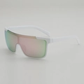 Übergroße weiße Sonnenbrille mit bunt polarisierten Gläsern für Outdoor-Sport - Weißer Rahmen Rosa Spiegelgläser