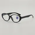 Gafas de lectura cat-eye negras con filtro de luz azul y montura mate de alta calidad - +1.00 Dioptría / Montura Negra Patilla Negra
