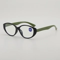 Gafas de lectura con filtro de luz azul, montura cat-eye negra y patillas verdes - +1.00 Dioptría / Montura Negra Patilla Verde