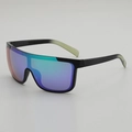 Oversized sport sunglasses with purple blue gradient mirrored lenses and black frames - Black Frame Green Mirror Lens
