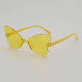 Vibrant lemon yellow butterfly shaped rimless sunglasses for kids in a trendy cartoon style - Yellow Frame Yellow Lens