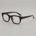 Classic tortoiseshell square eyeglasses frame with retro silver double rivet design - Leopard Frame / Anti blue light