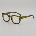 Classic olive green square frame optical glasses with transparent finish and metal rivets - Transparent Green / Anti blue light