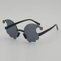Ghost-shaped novelty party sunglasses with dark grey lenses and black temples for events - Black Frame Grey Lens