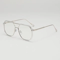 Gafas aviador transparentes modernas con patillas doradas y montura de doble puente - Marco Transparente Plata Lente Plano
