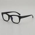 Classic black square full-rim glasses with metal rivets and blue light blocking lenses - Matte Black / Anti blue light