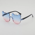 Kids bear shaped sunglasses with blue pink gradient lenses and black frames - Blue Pink Gradient