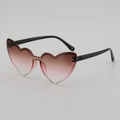 Retro heart-shaped kids sunglasses with black frames and pink gradient lenses - Gradient Tea