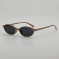 Lunettes de soleil ovales rétro à monture étroite kaki et verres gris foncés - Monture Kaki Verres Gris