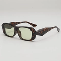 Retro tortoise shell square sunglasses with light green lenses and metal rivets - One Size(D17Z--1) / Tortoise Frame Green Lens