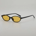 Retro ovale Sonnenbrille mit schwarzem Rahmen und gelben Gläsern für den Y2K Streetstyle - Schwarzer Rahmen Gelbe Gläser