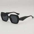 Occhiali da sole neri oversize con montatura geometrica spessa e protezione UV - Montatura Nera Lenti Grigie