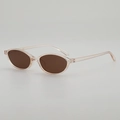 Retro kleine ovale Sonnenbrille mit champagnerfarbenem Rahmen und braunen Gläsern - Transparenter Tee-Rahmen Tee-Gläser